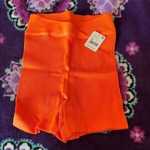 FP Movement Vibrant Orange Women's Ribbed Shorts